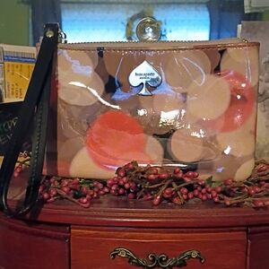 Kate Spade Pink and Cream Wristlet Clutch With Storybook Lining